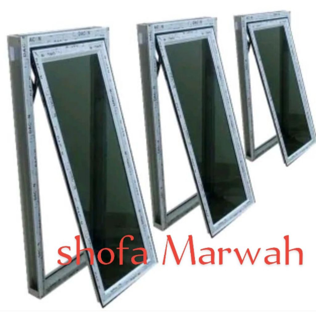 satu set kusen+jendela alumunium 3in ukuran L 60.T 100. gratis Peking kayu