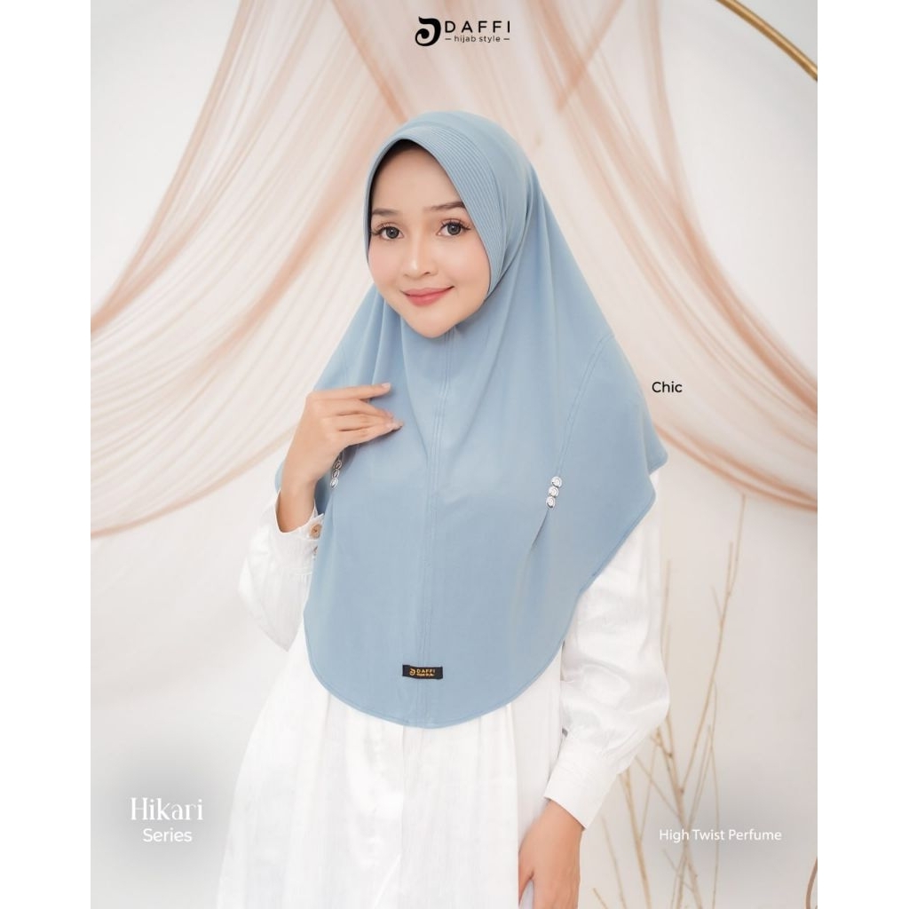 HIKARI DAFFI HIJAB AKSEN KANCING MODEL OVAL JILBAB SIMPEL DAILY