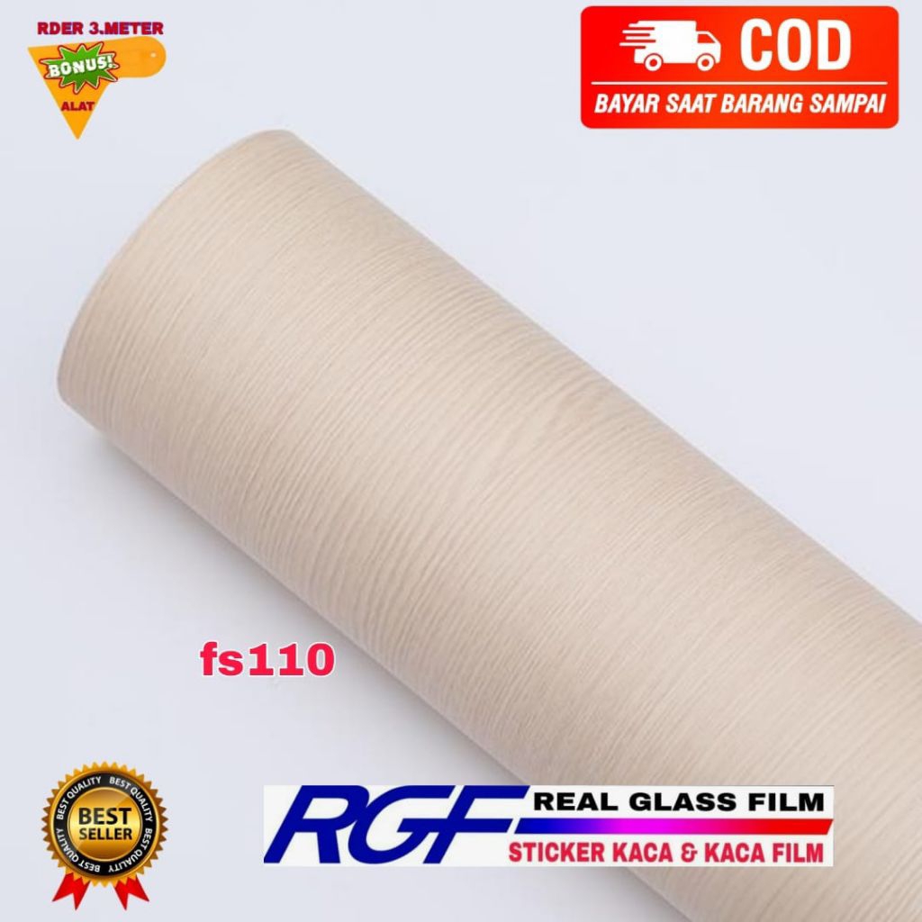 WALLPAPER DEKORASI DINDING/WALLPAPER STIKER DINDING/WALLPAPER STIKER MOTIF KAYU SERAT COKLAT TERANG/