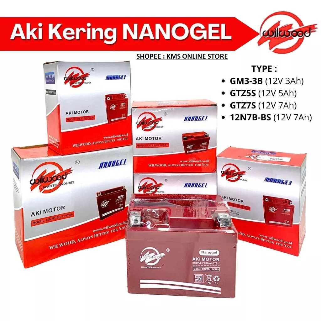 Aki Kering Nanogel Wilwood accu Battre Motor Ninja Vario Beat Mio Fu nmax aerox jupiter KLX TIGER