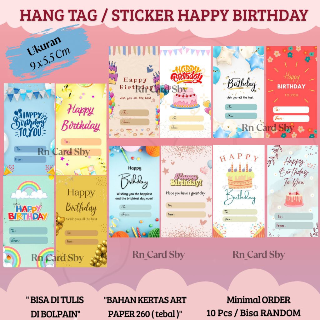 HANG TAG HAPPY BIRTHDAY || STICKER HAPPY BIRTHDAY || KARTU UCAPAN HAPPY BIRTHDAY || KARTU UCAPAN SEL