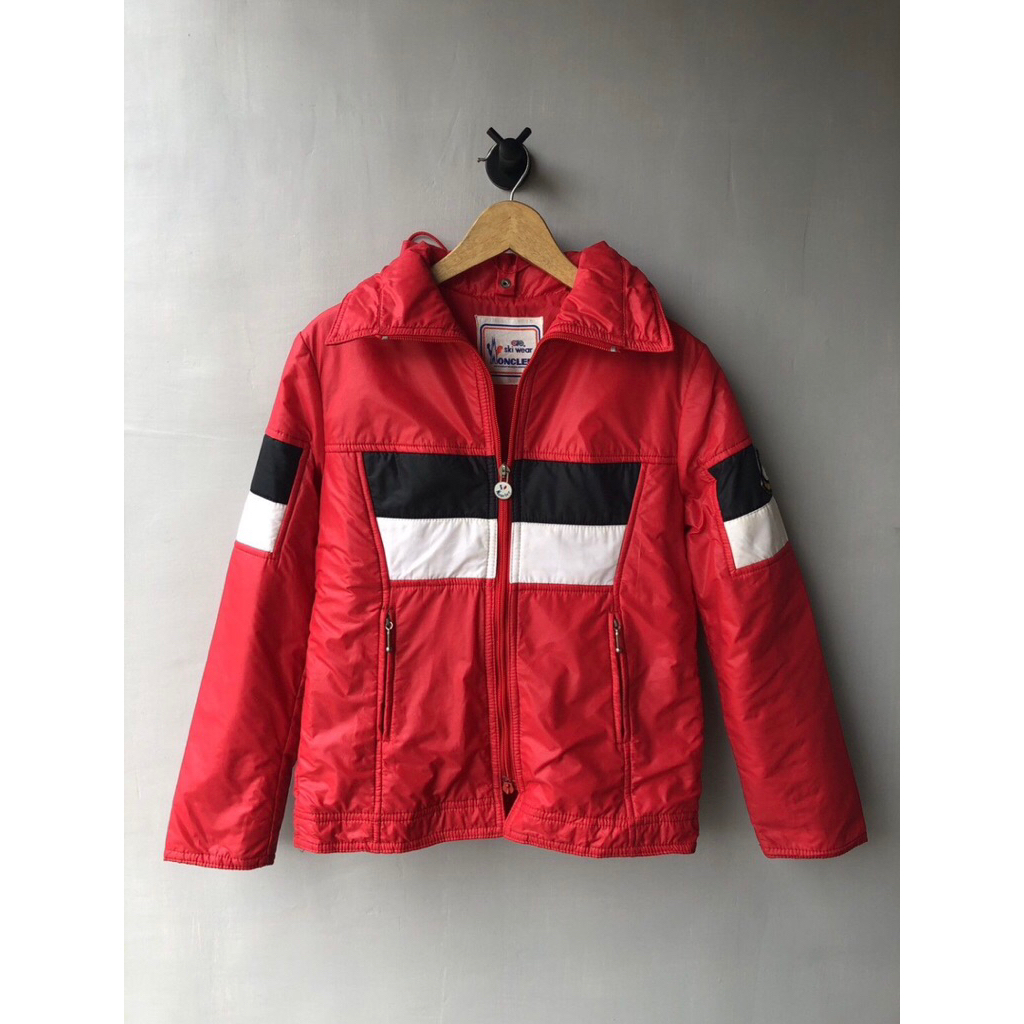 RARE MONCLER NYLON JACKET RED OLD VINTAGE SKI 80s