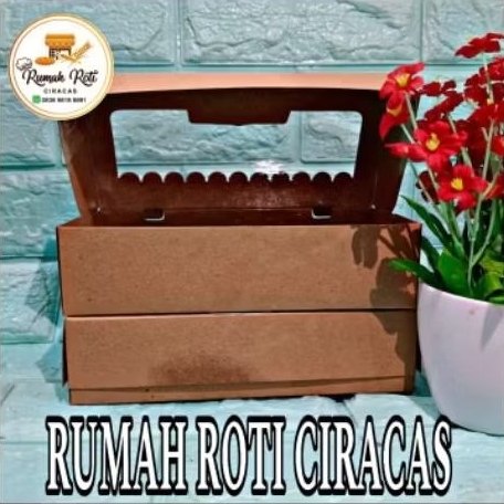 BOX CRAFT COKLAT LAMINASI JENDELA UNTUK KOTAK BROWNIES KUE ROTI SNACK 20×10×5 CM