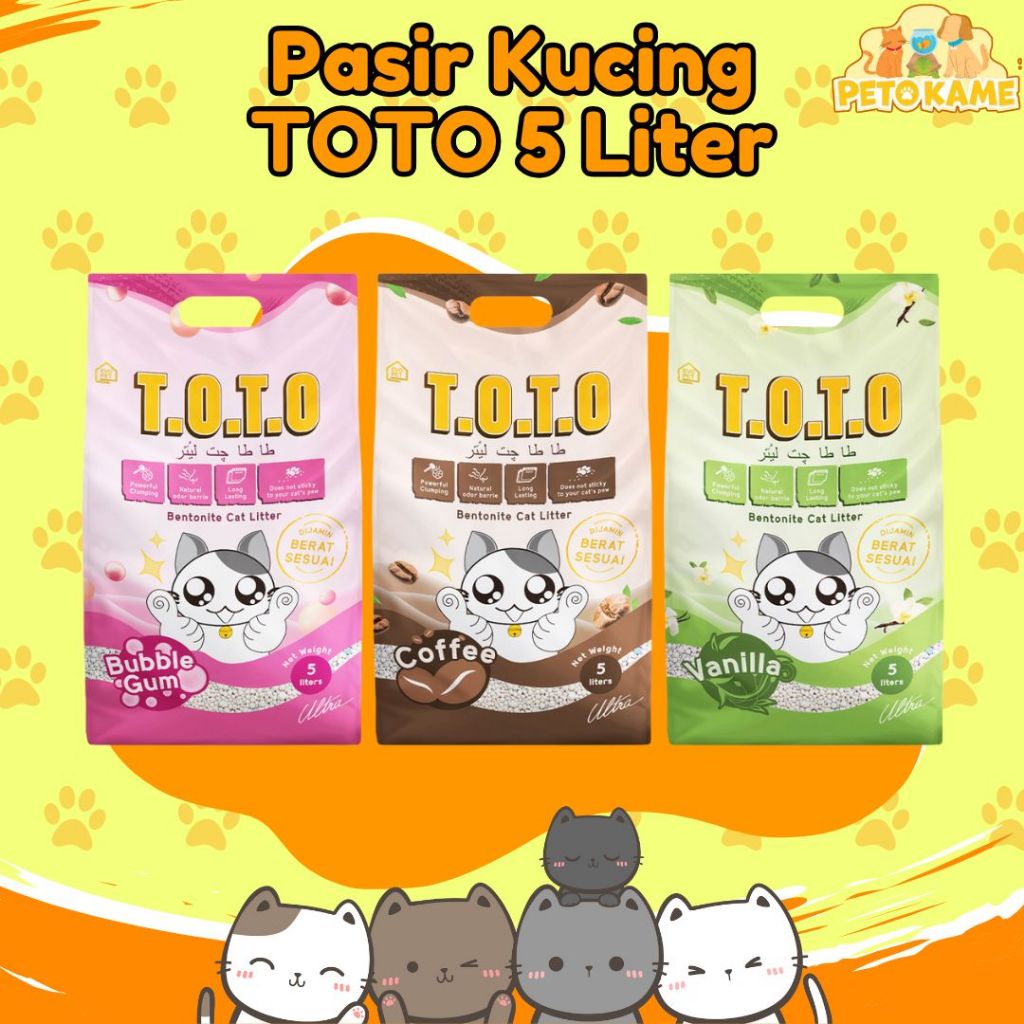 Pasir Kucing TOTO 5 Liter | Pasir Gumpal Wangi Kotoran Kucing