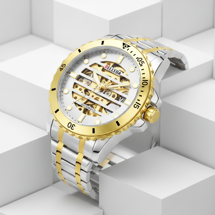 Jam Tangan Pria Belleda 9352-1 Automatic Stainless Steel Anti Air 3Atm Watches BELLEDA