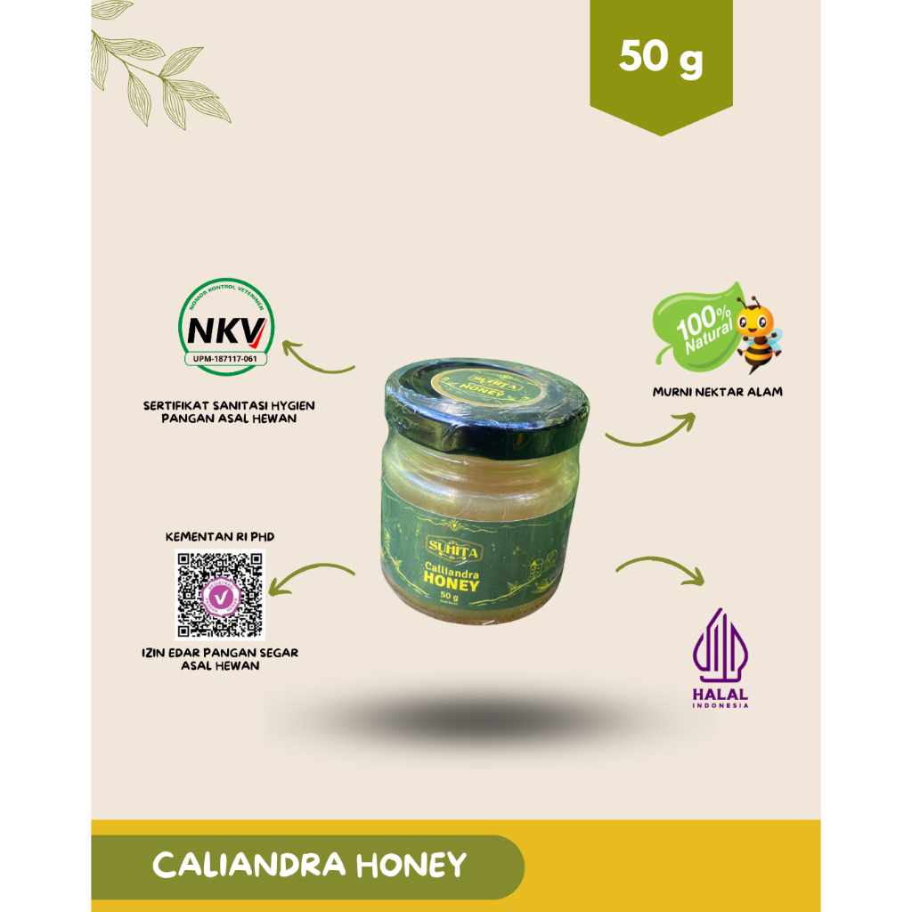 Madu Suhita / Madu Mellifera Kaliandra / Madu Nektar Kaliandra / Madu Bunga Kaliandra 50g