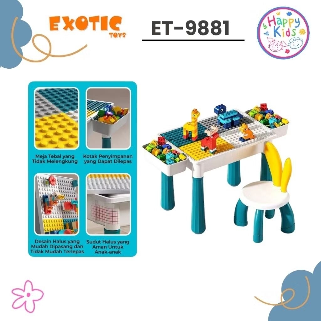 MEJA LEGO MAINAN DAN BELAJAR MULTIFUNGSI ET- 9881, ET-9882, ET-9883, ET-9884