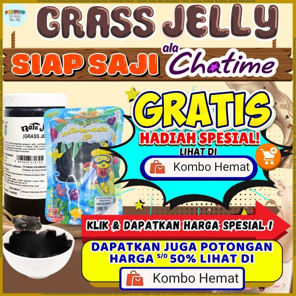 GrassJellyCincauAlaChatimeCampuran Sedotan Kecil - Grass Jelly Ala Chatime 1 KG | Cocok Untuk Semua 