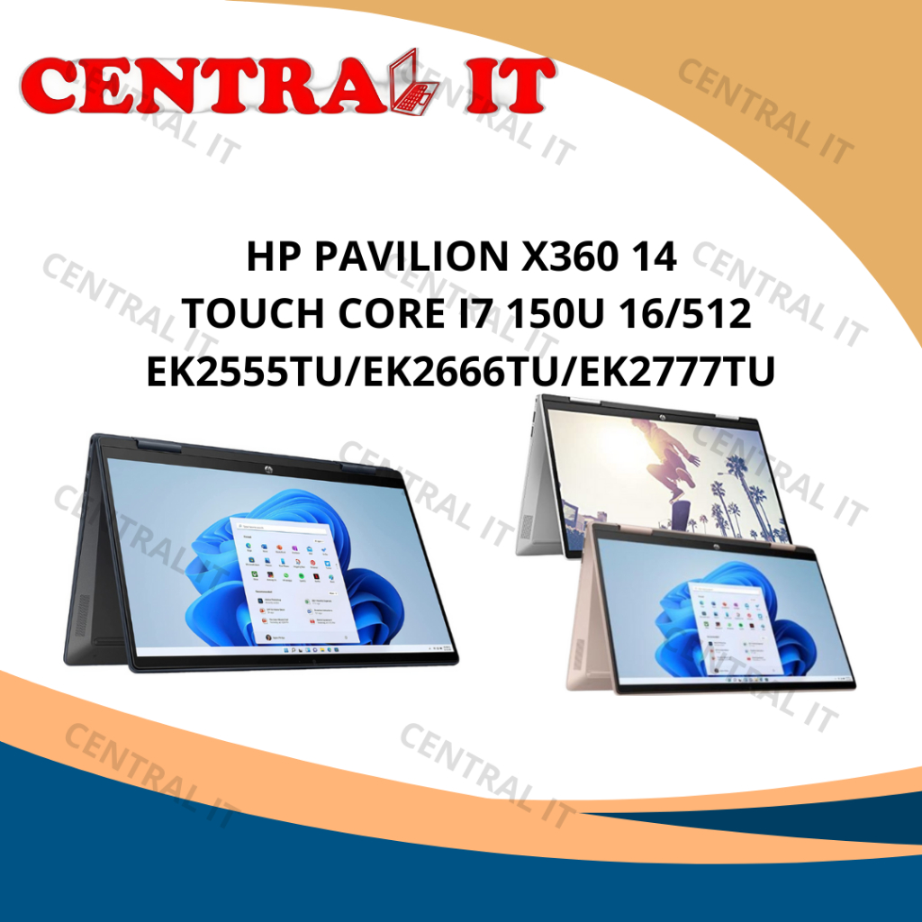 HP Pavilion x360 14 Touch Core i7 150U 16/512 Ek2555tu/Ek2666tu/Ek2777tu Laptop 2-in-1 Layar Sentuh 