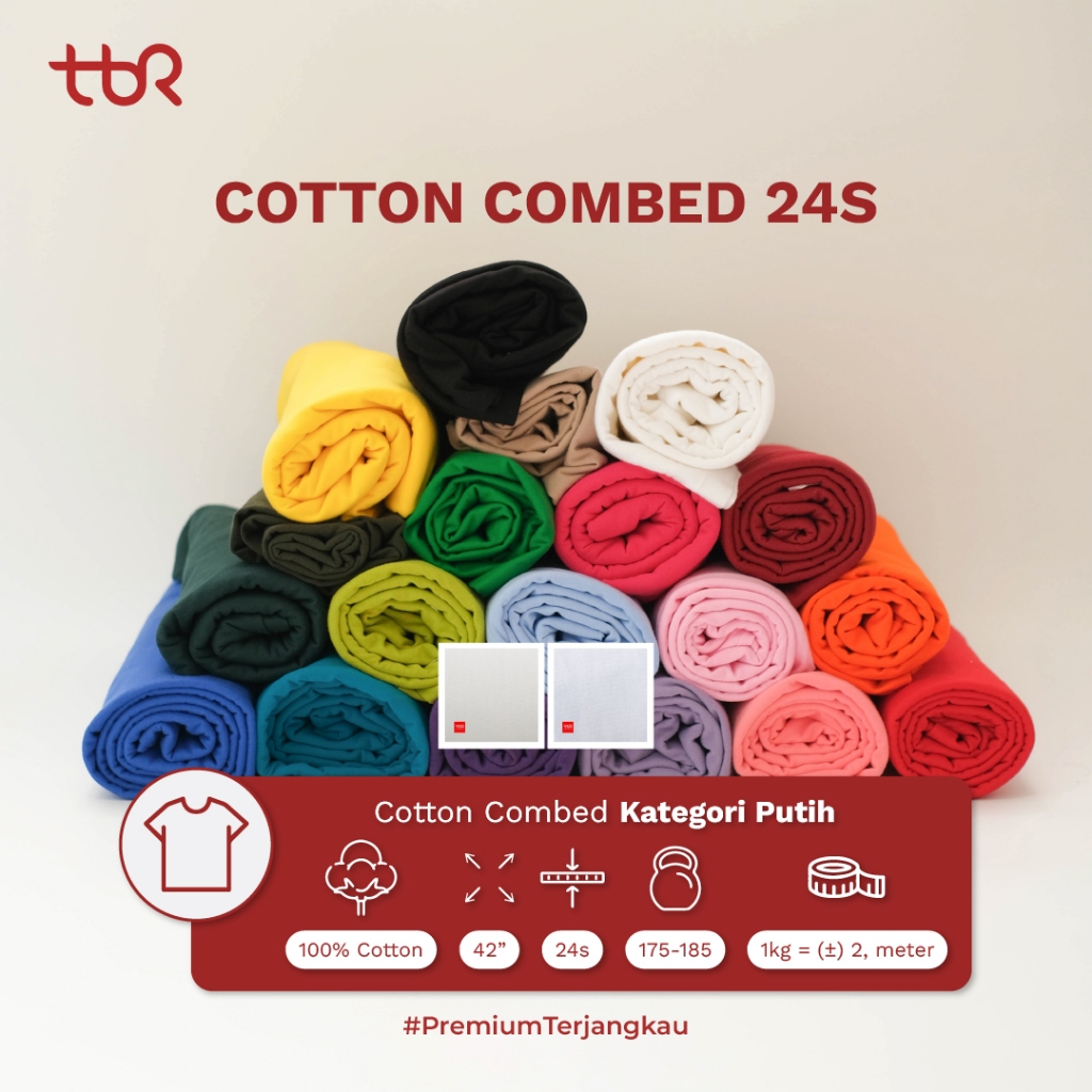 Kain Kaos Cotton Combed 24S - Putih - Kain Katun - Bahan Kaos - TBR