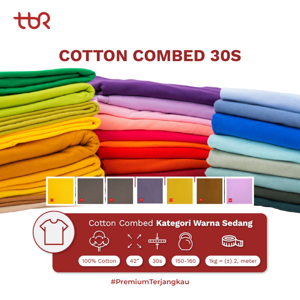 Kain Kaos Cotton Combed 30S - Warna Sedang - Kain Katun - Bahan Kaos - TBR
