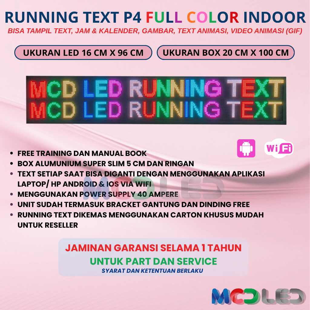 RUNNING TEXT P4 P5 RGB FULL COLOR INDOOR TIDAK BISA VIDEO