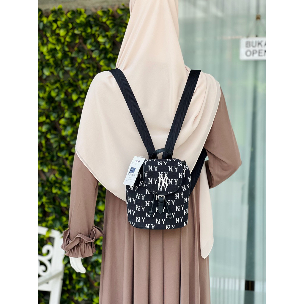 MLB Backpack Mini Monogram Canvas Black White