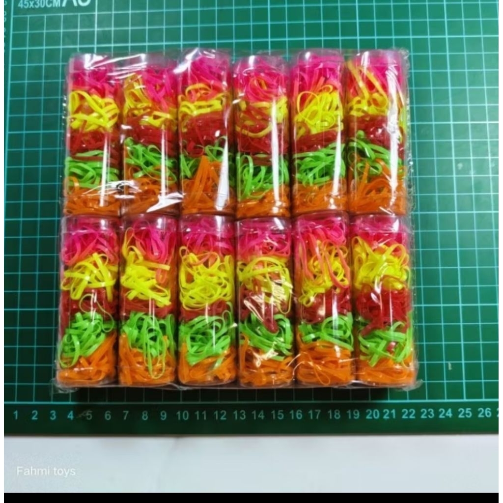 12 tabung (8,5x3 cm) KARET JEPANG TABUNG TOPLES KECIL mika