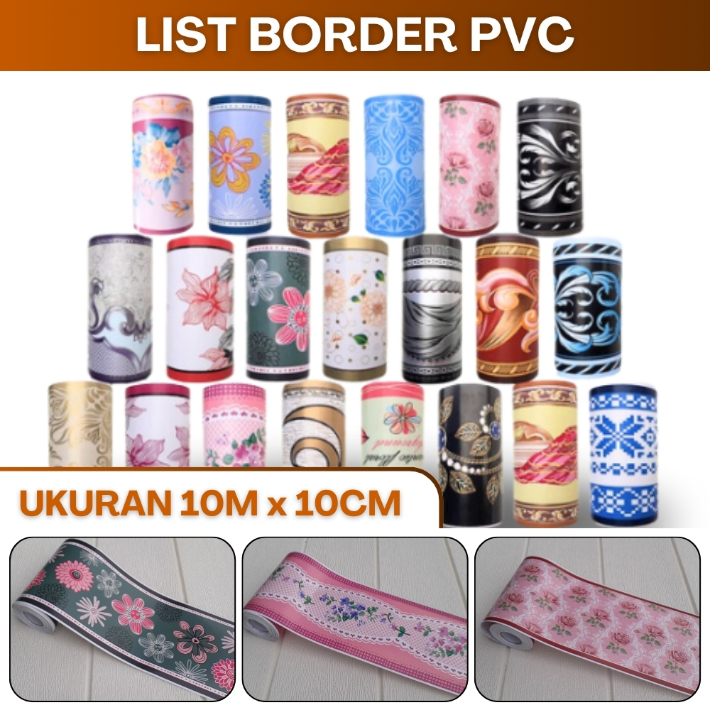 Sticker List Border Dinding PVC 10 Meter Stiker Dekorasi Dinding Bawah Tembok Wallborder Lis Bunga
