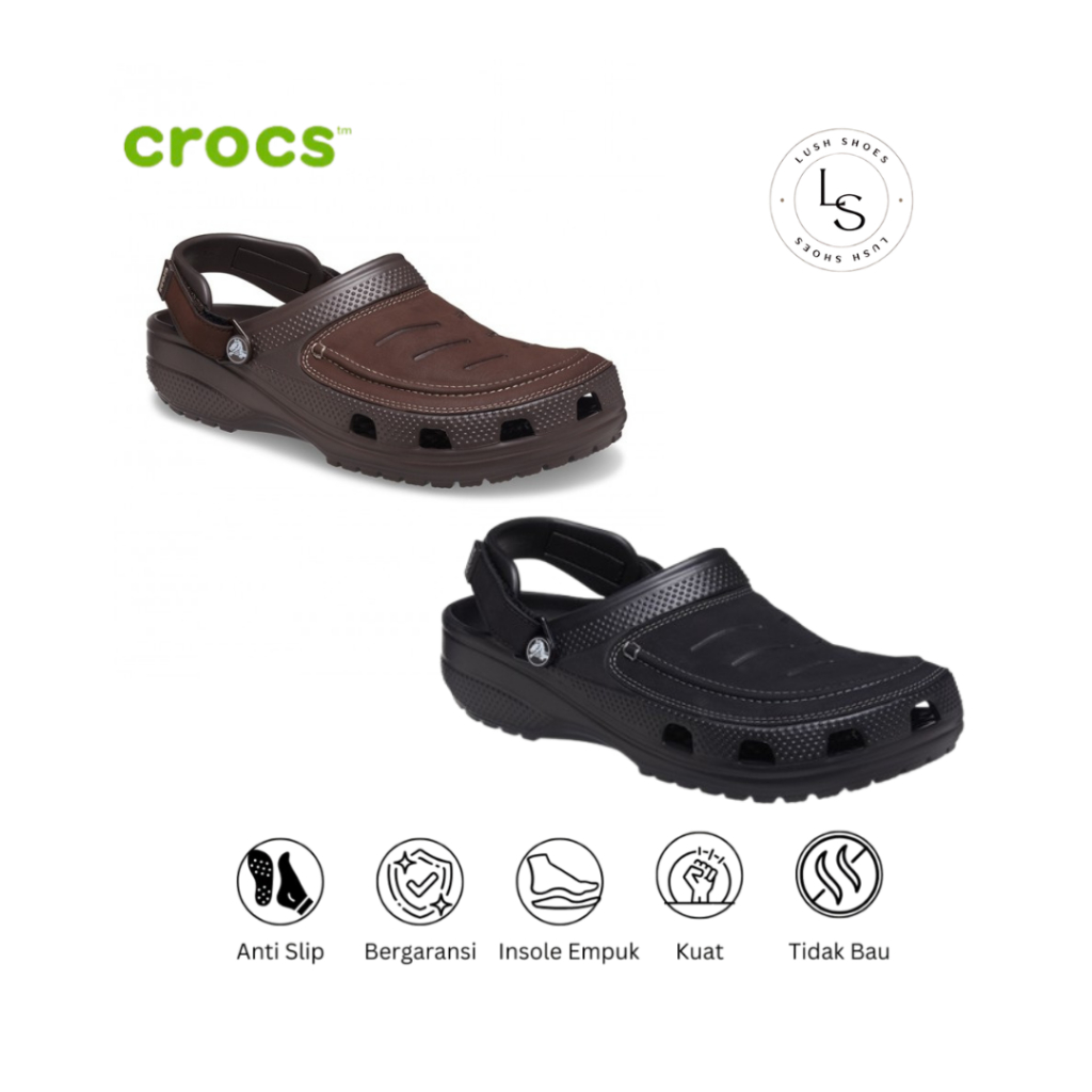 Crocs Yukon Vista Leather - Sandal Slip On Pria Clog Original Casual Bahan Kulit