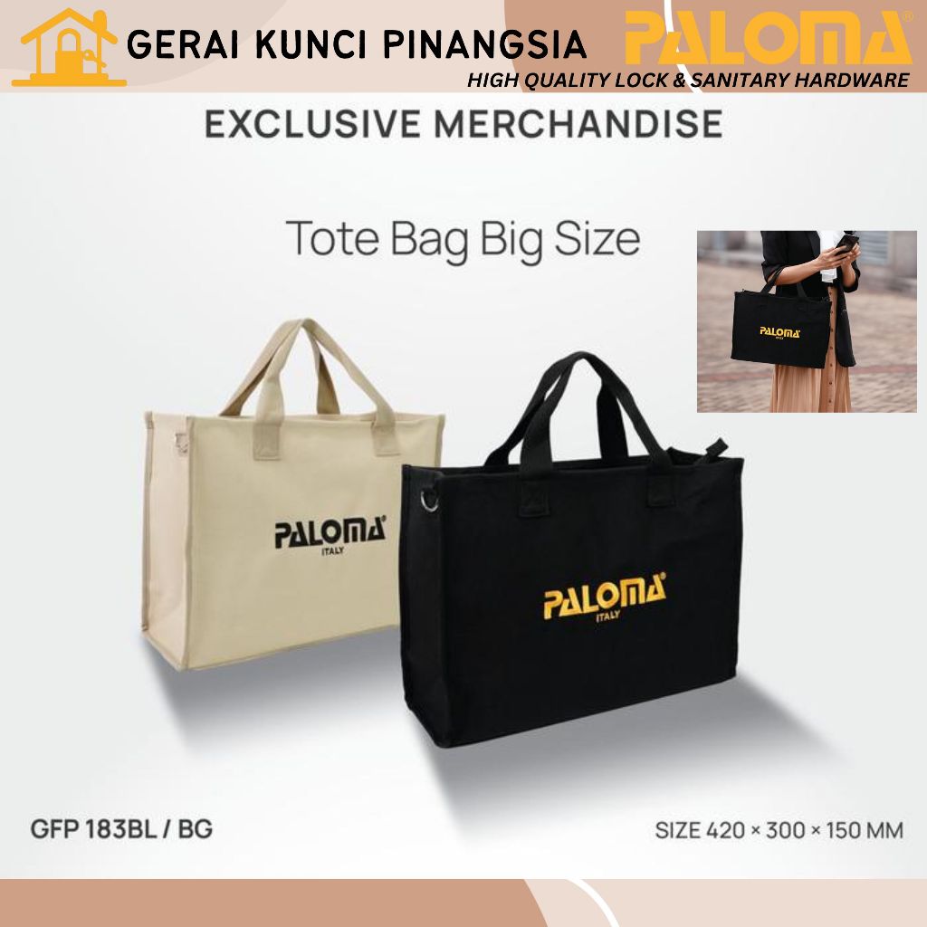 PALOMA Exclusive Merchandise Tote Bag Totebag Tas Jinjing Pria Wanita Unisex Casual Kasual Black Hit