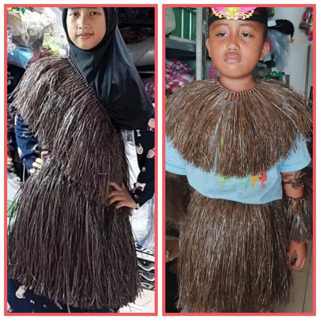 Paket kumplit rok rumbai tarian adat papua bonus ikat kepala bulu