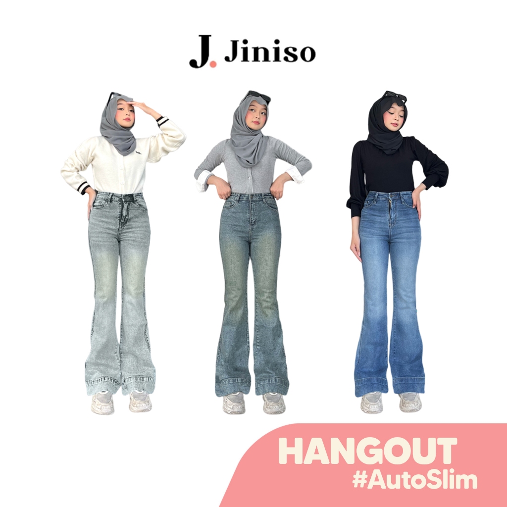 JINISO - Highwaist Stretch Cutbray Flare Jeans Hangout