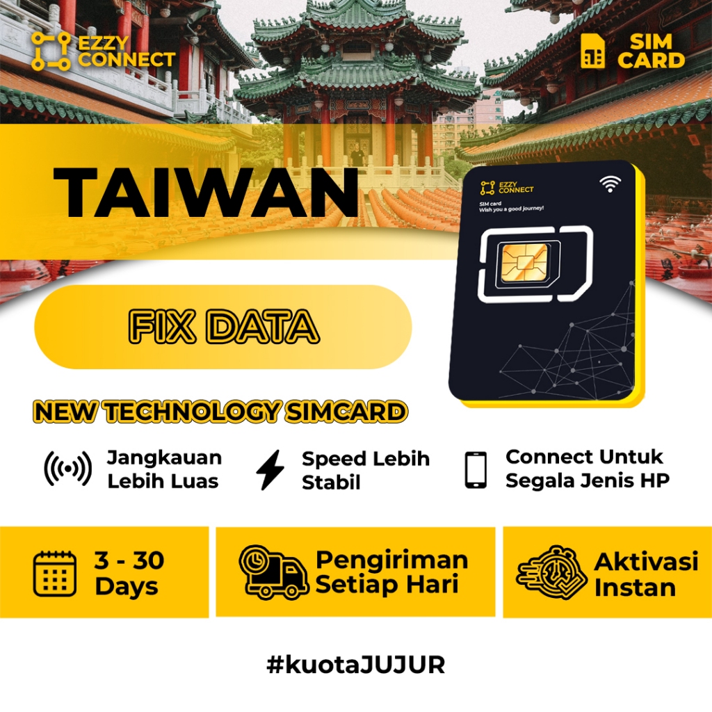 Ezzyconnect Sim card Taiwan 3-30 hari || Provider by CHUNGHWA