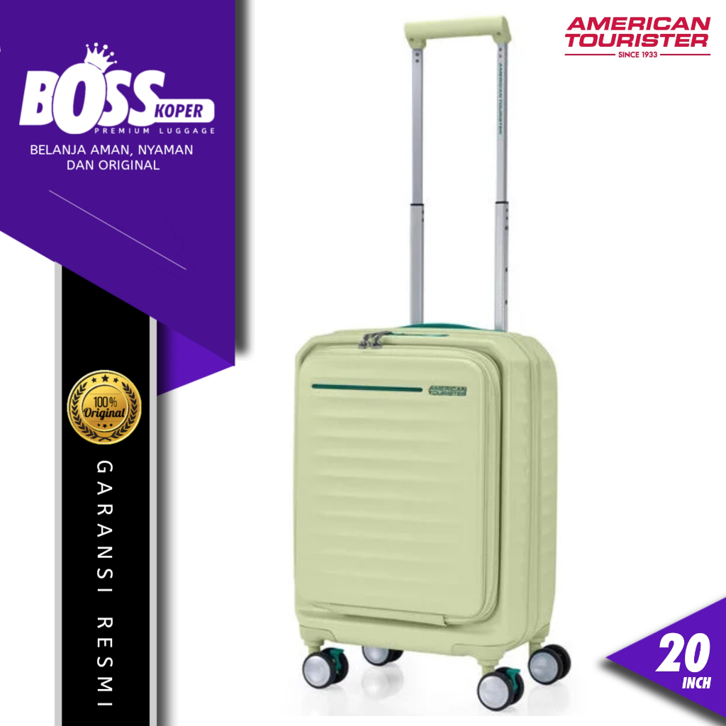 Koper cabin size bukaan depan 20 inch AMERICAN TOURISTER hadcase laptop expand usb port stop