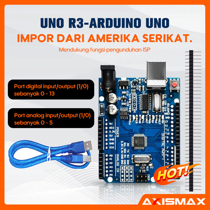 COD Uno R3 - Arduino Uno Complatible Atmega328p CH340 dengan Kabel Cable SMD version