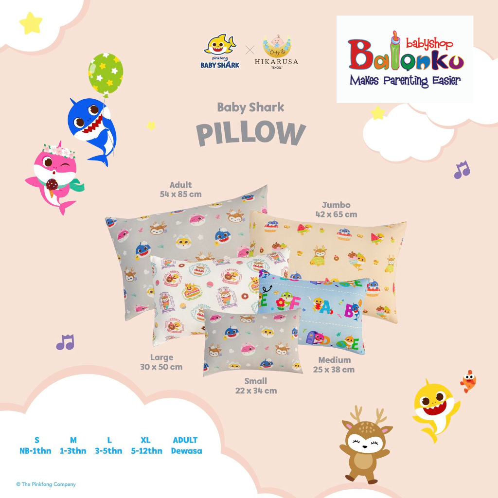 Hikarusa Baby Shark Pillow Bamboo Tencel Safe - Bantal Hikarusa size S M L