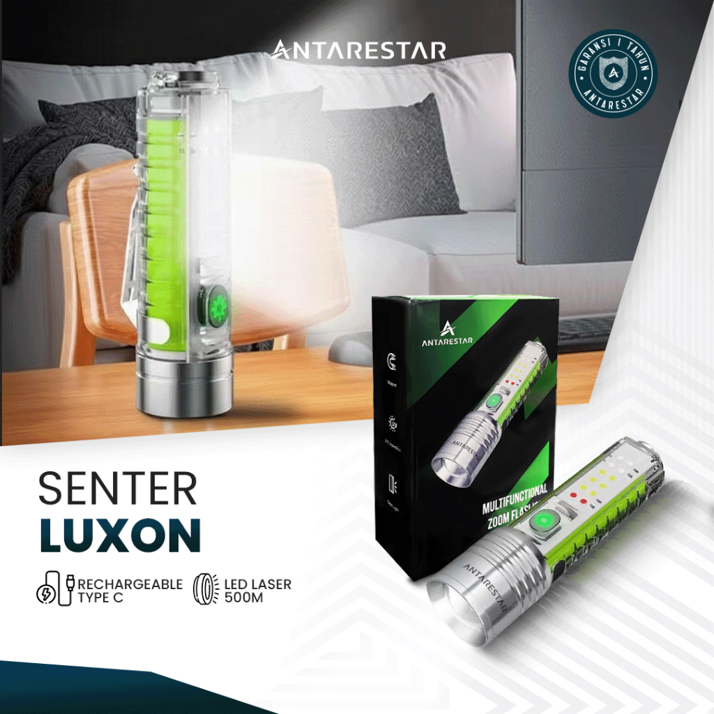 Antarestar Official - Senter Luxon Magnetik Mini Zoom In Out 500 Lumens 6 Mode Cas Waterproof LED Fl
