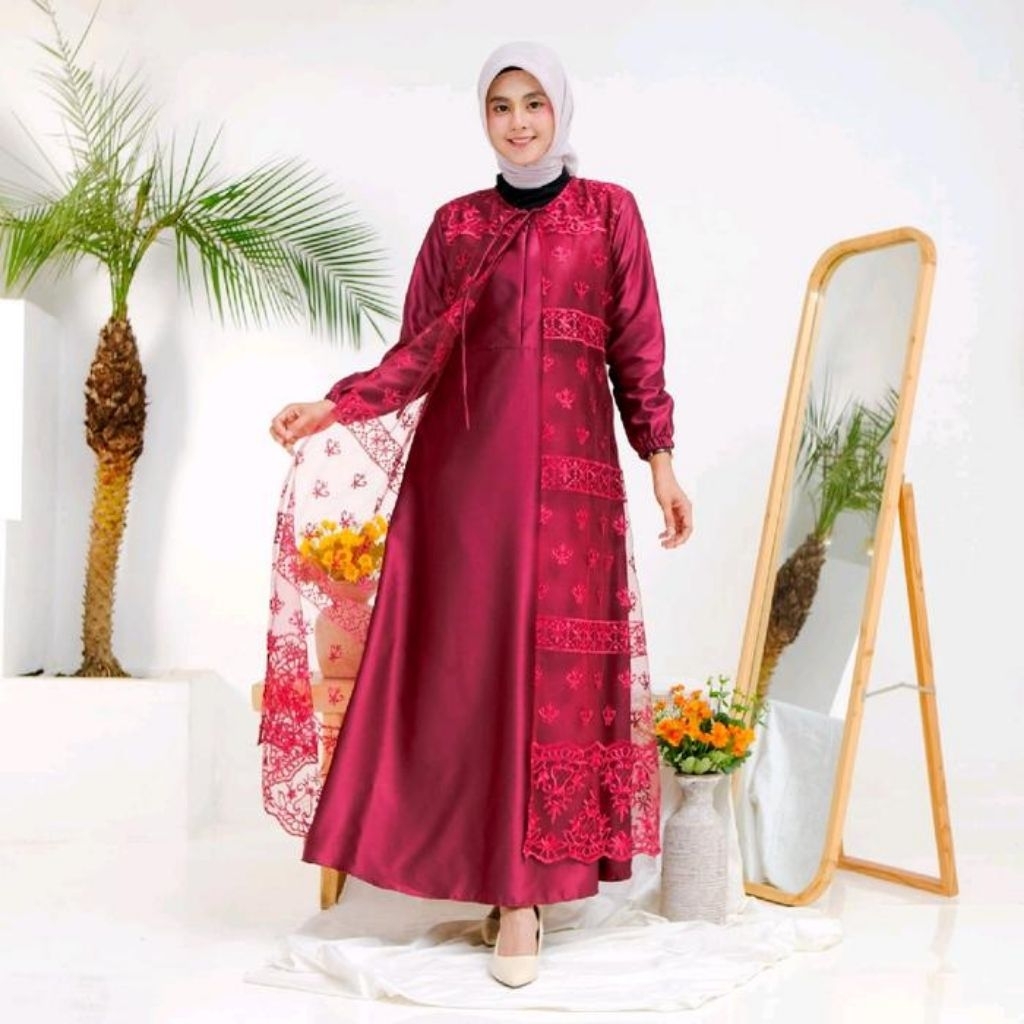 GAMIS ABAYA BROKAT / TILE SAPTO BORDIR MODEL BUSUI MURAH