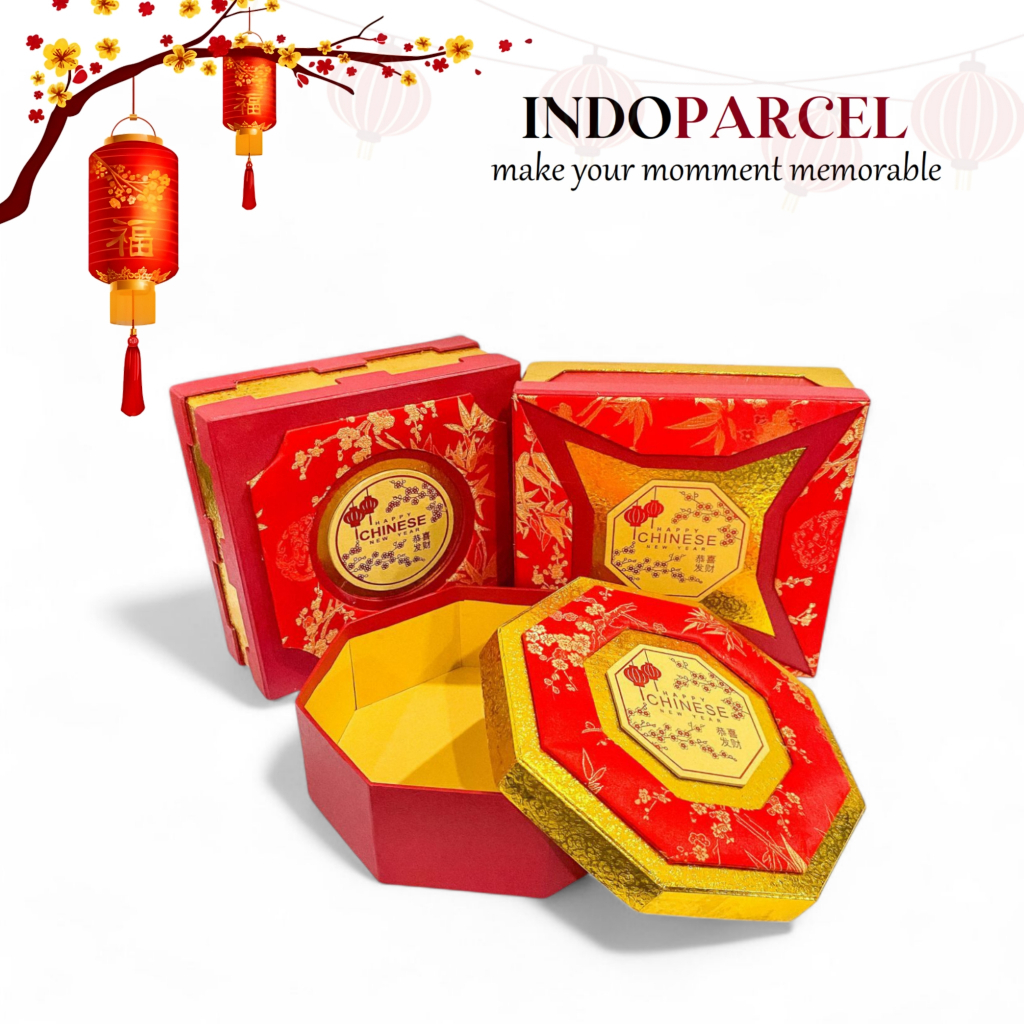 INDOPARCEL - Red Wall Chinese New Year Gift Box Hard Box Premium Edisi Imlek Tempat Penyimpan Bentuk