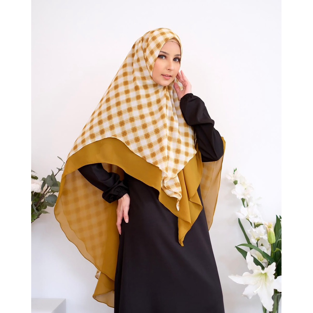 Meisa Khimar Syari Jumbo 2 Layer Babydoll Premium Adem Hijab Instant Syar’i Motif Bunga