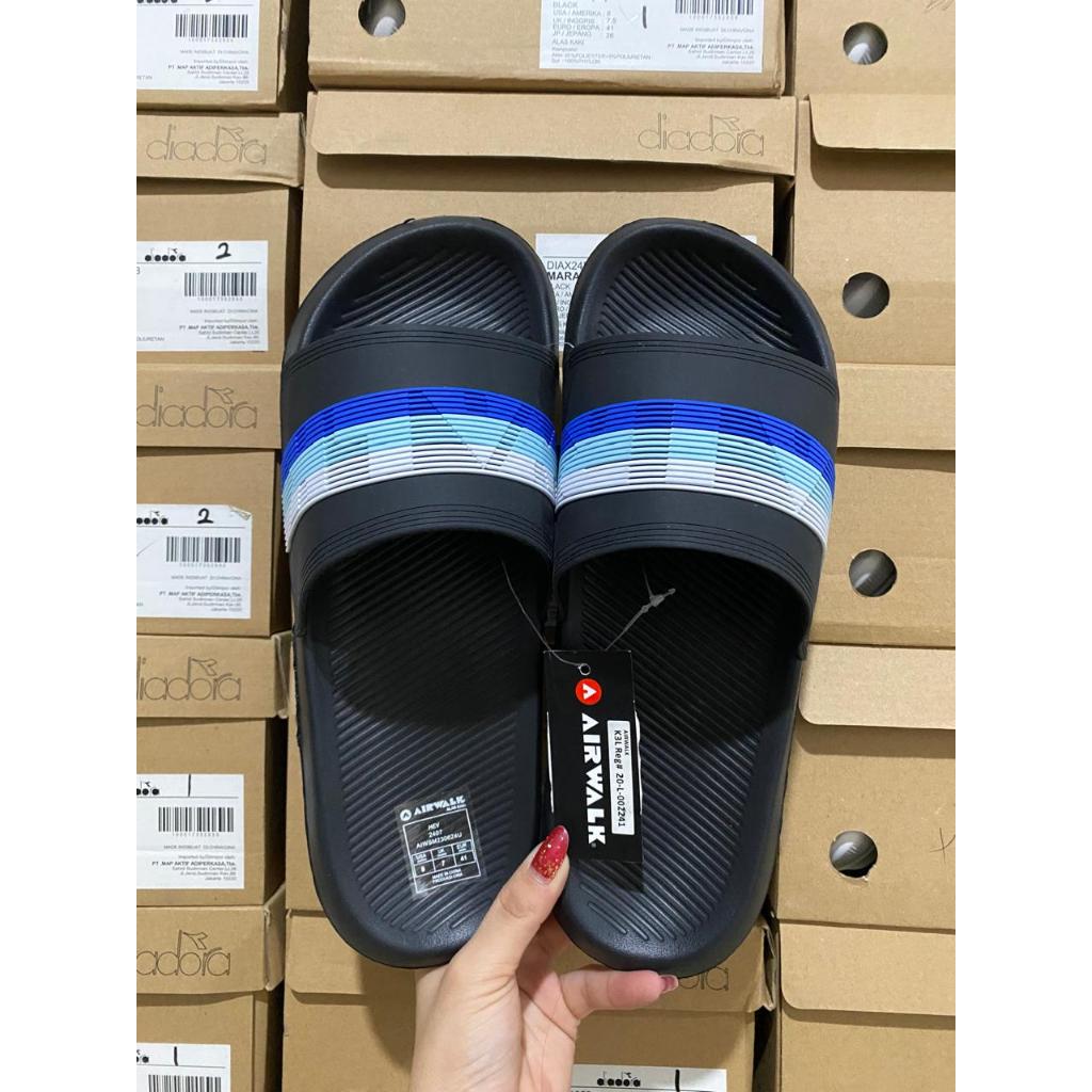 Airwalk Tuc Black/Blue [TANPA BOX] Sendal Pria Original