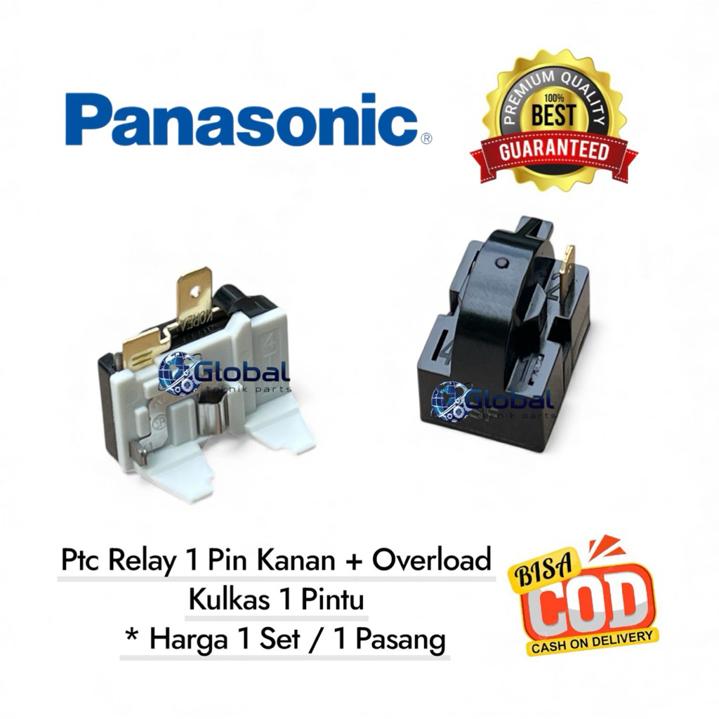 [1 Set ] Ptc Relay 1 Pin Kanan + Overload Kulkas 1 Pintu / Relay kulkas PANASONIC 1 Pintu