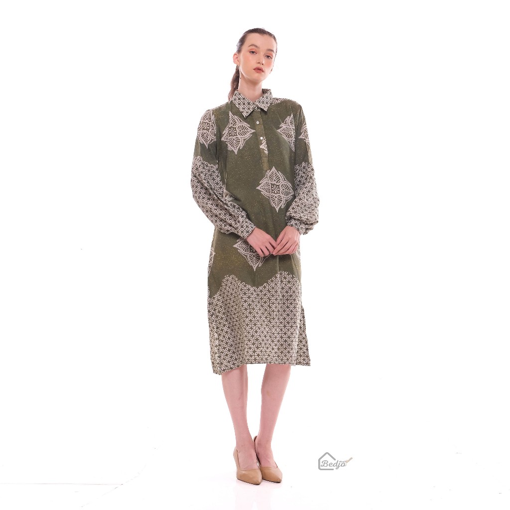 Tunik Batik Wanita Premium Warna Hijau Modern || Tunik Batik Wanita Premium Hijau Limited Edition