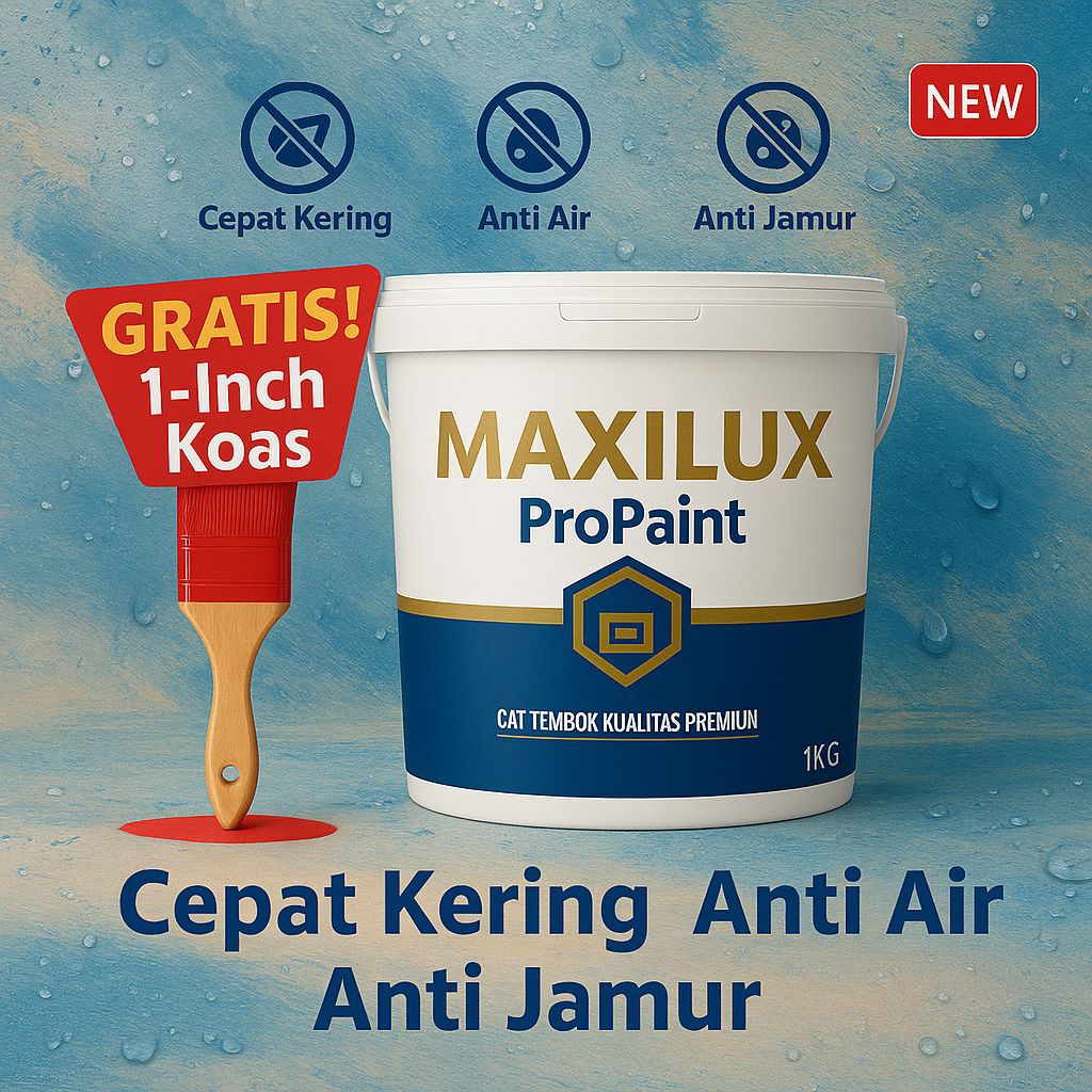 Cat Tembok Maxilux Propaint 1kg + Kuas 1 Inch Gratis | Cat Tembok Interior Eksterior Anti Luntur
