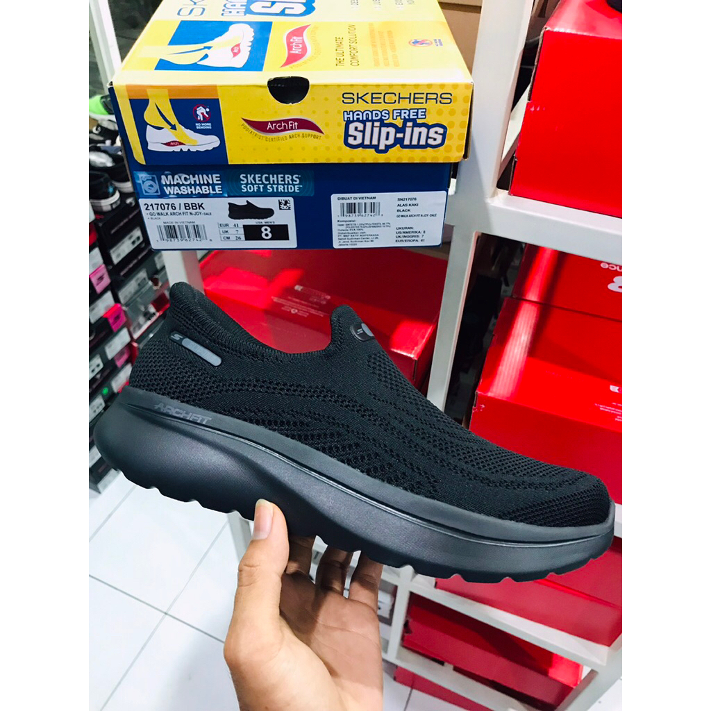 BIG SALE SKECHERS DALE [217076] ORIGINAL SEPATU FULL BLACK/HITAM/PRIA/RUNNING/LARI/SNEAKERS