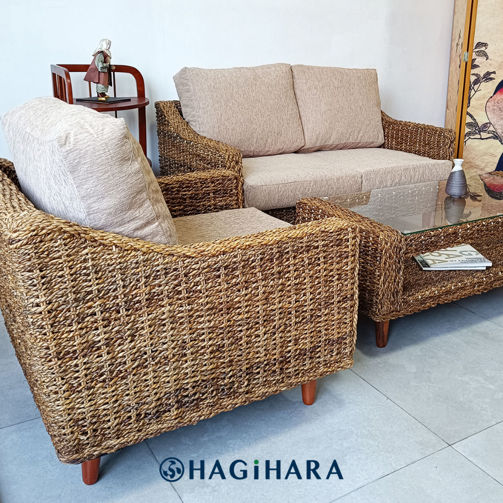 HAGIHARA Sofa 1 dudukan Abaca / Sofa Tamu / Kursi Jepang / Sofa Estetik / Kursi Natural