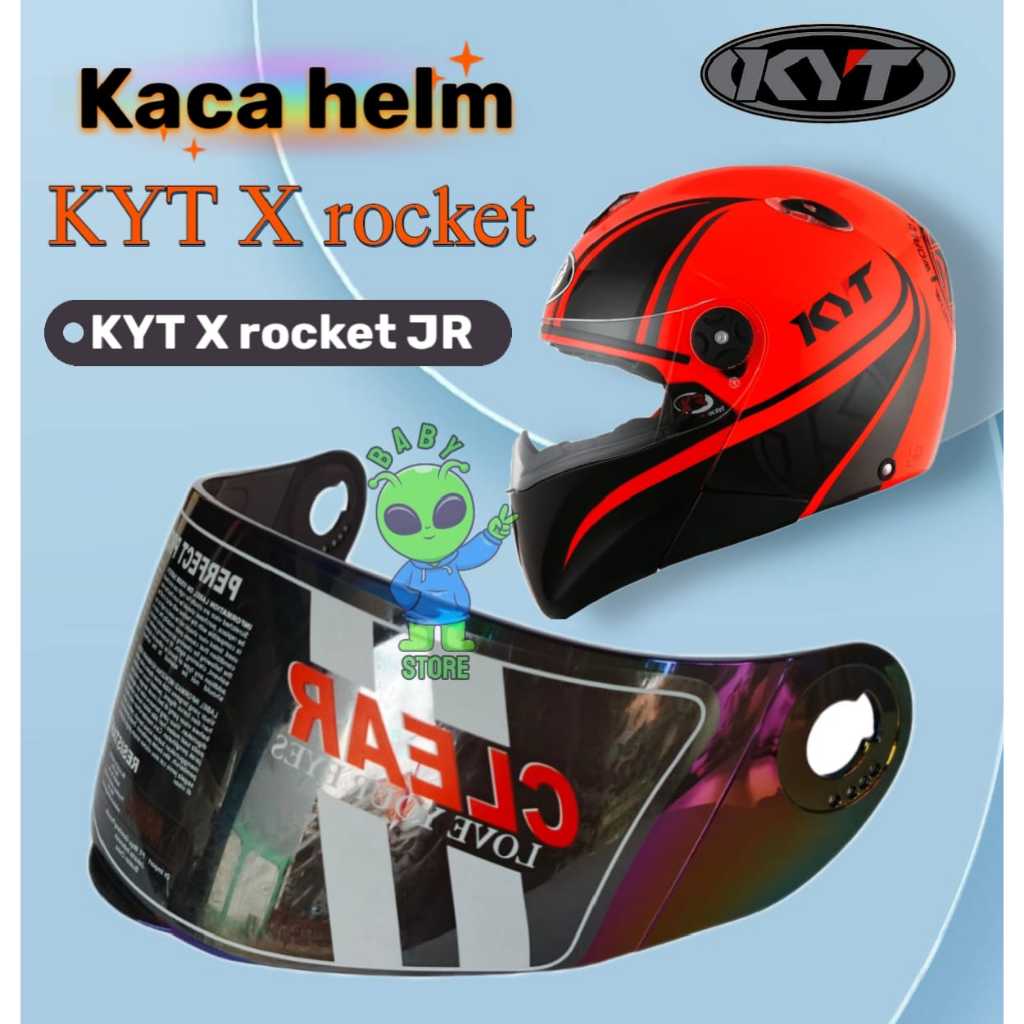 kaca visor helm kyt x rocket, kaca helm kyt rocket junior silver pelangi