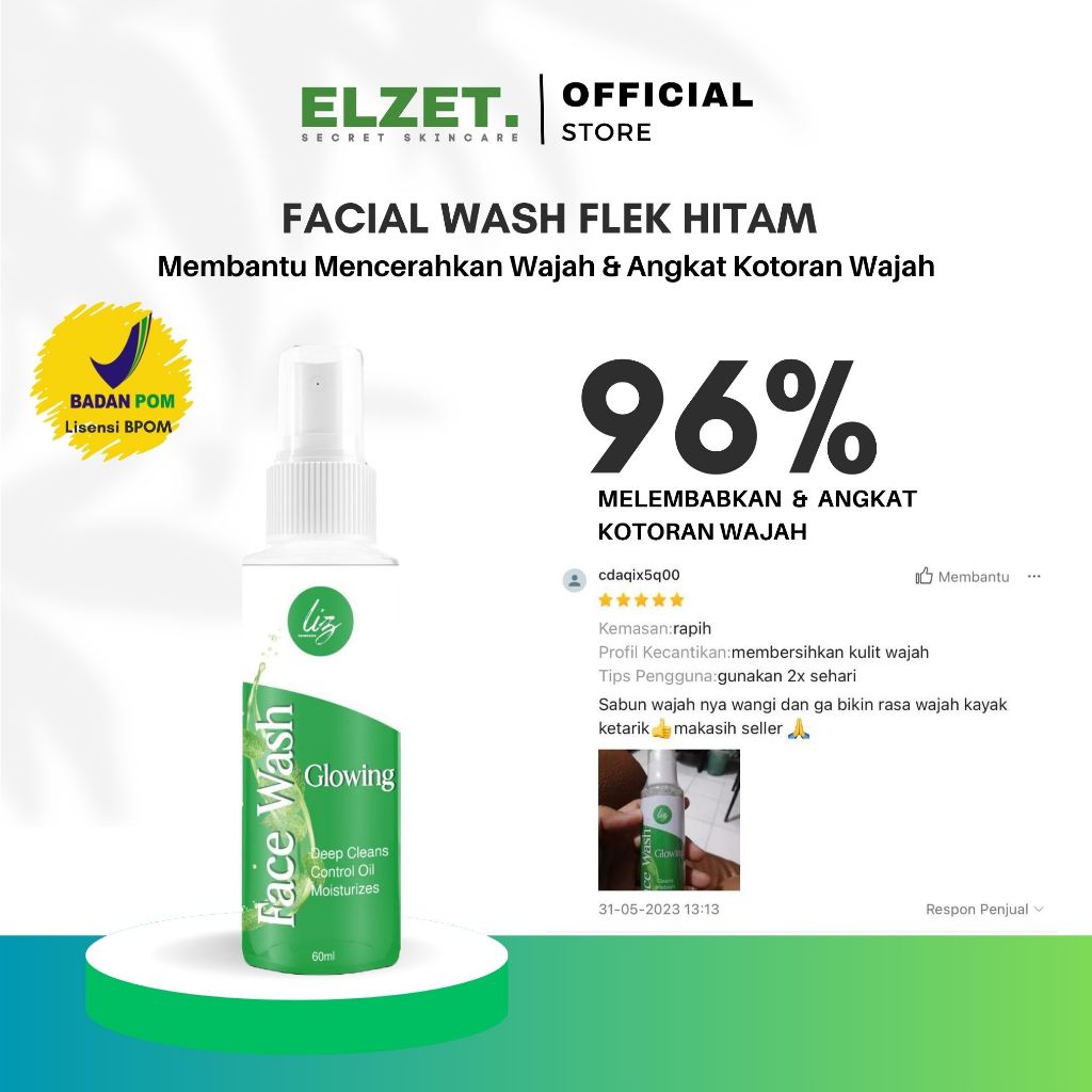 Elzet Skincare Facewash Glow BPOM Sabun Pemutih Kulit Wajah Kusam Glowing Pengangkat Kotoran Wajah