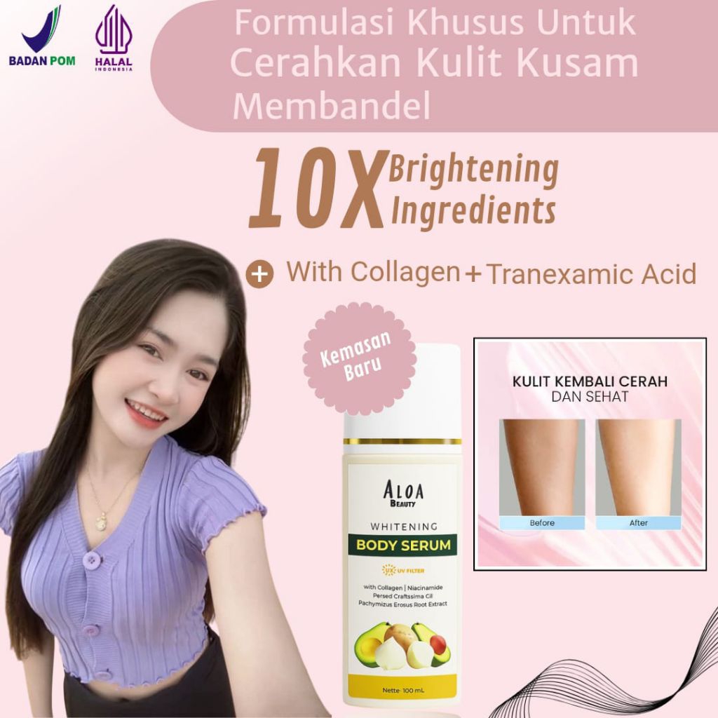 Aloa Beauty Withening Body Serum Lotion Cream Pemutih Badan Hb Dosting Pemutih Badan Cepat dan Ampuh
