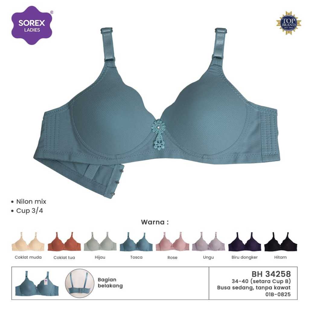 1 Lusin (12pcs) - Sorex Bra 3/4 Cup Lembut Ukuran Mix BH 34258