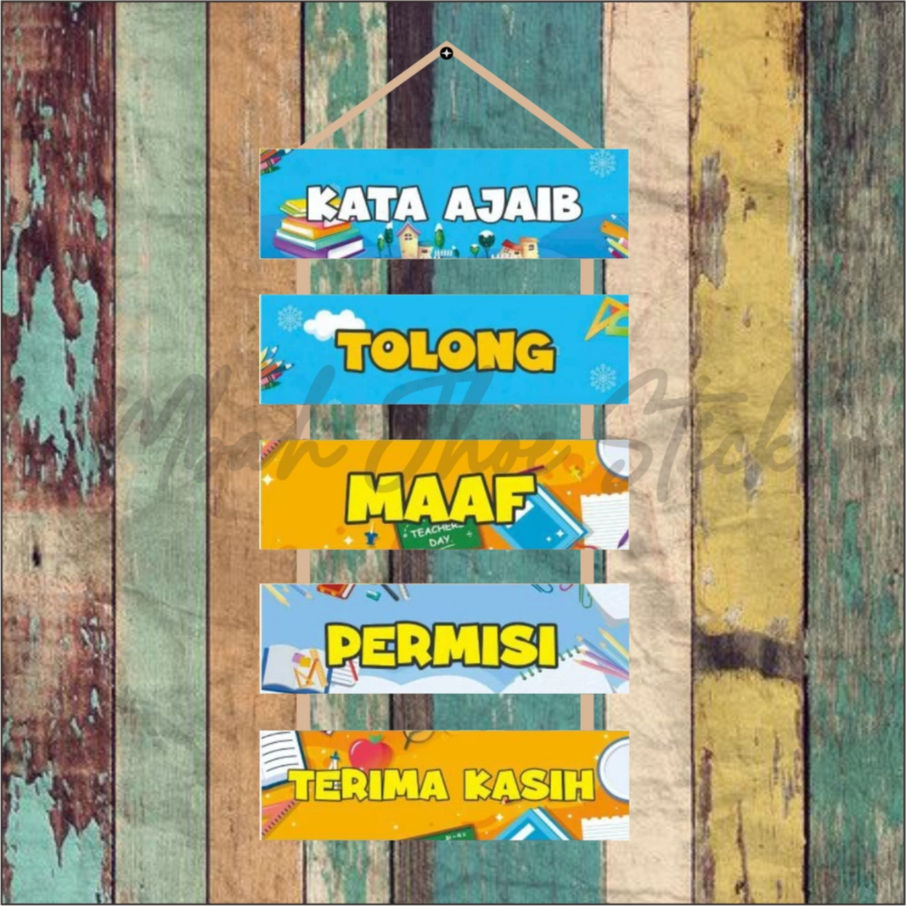 Hiasan dinding sekolah Kata Ajaib 1 SET 5 SUSUN