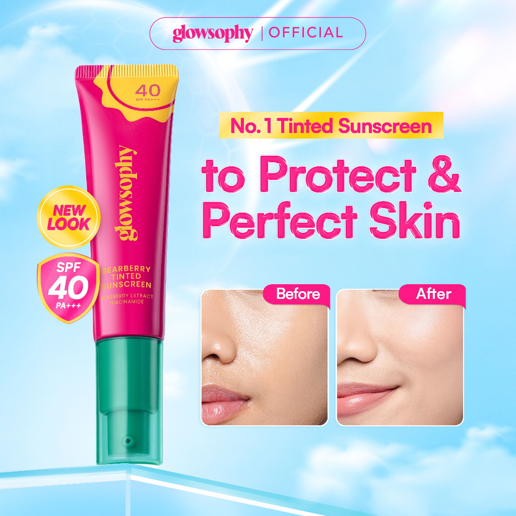 Glowsophy Bearberry Tinted Sunscreen SPF 40 PA+++ 30ml - Sunblock Cream Wajah Pelembab Skin Sunscree