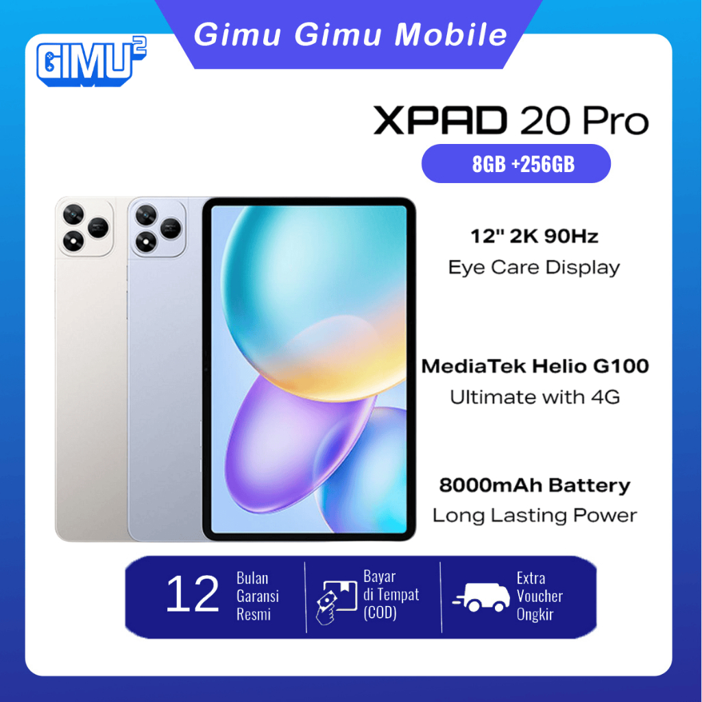 Infinix XPAD 20 Pro 8/256GB - Mediatek G100 Ultimate - 12" 2K 90Hz - 8000 mAh - 4G LTE