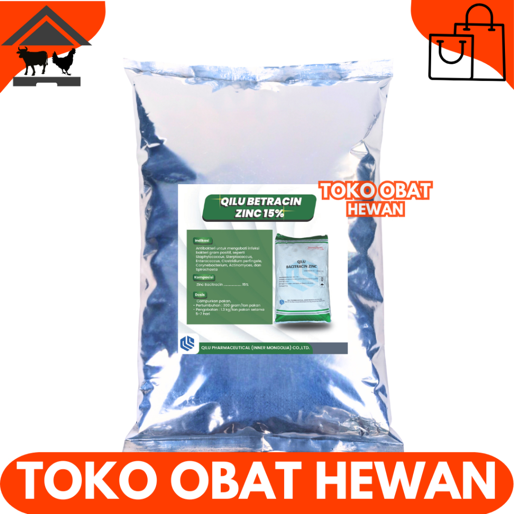 QILU BACITRACIN ZINC 15% - AGP Ayam Broiler Pemacu Pertumbuhan & Penggemukan Ayam Potong Pedaging