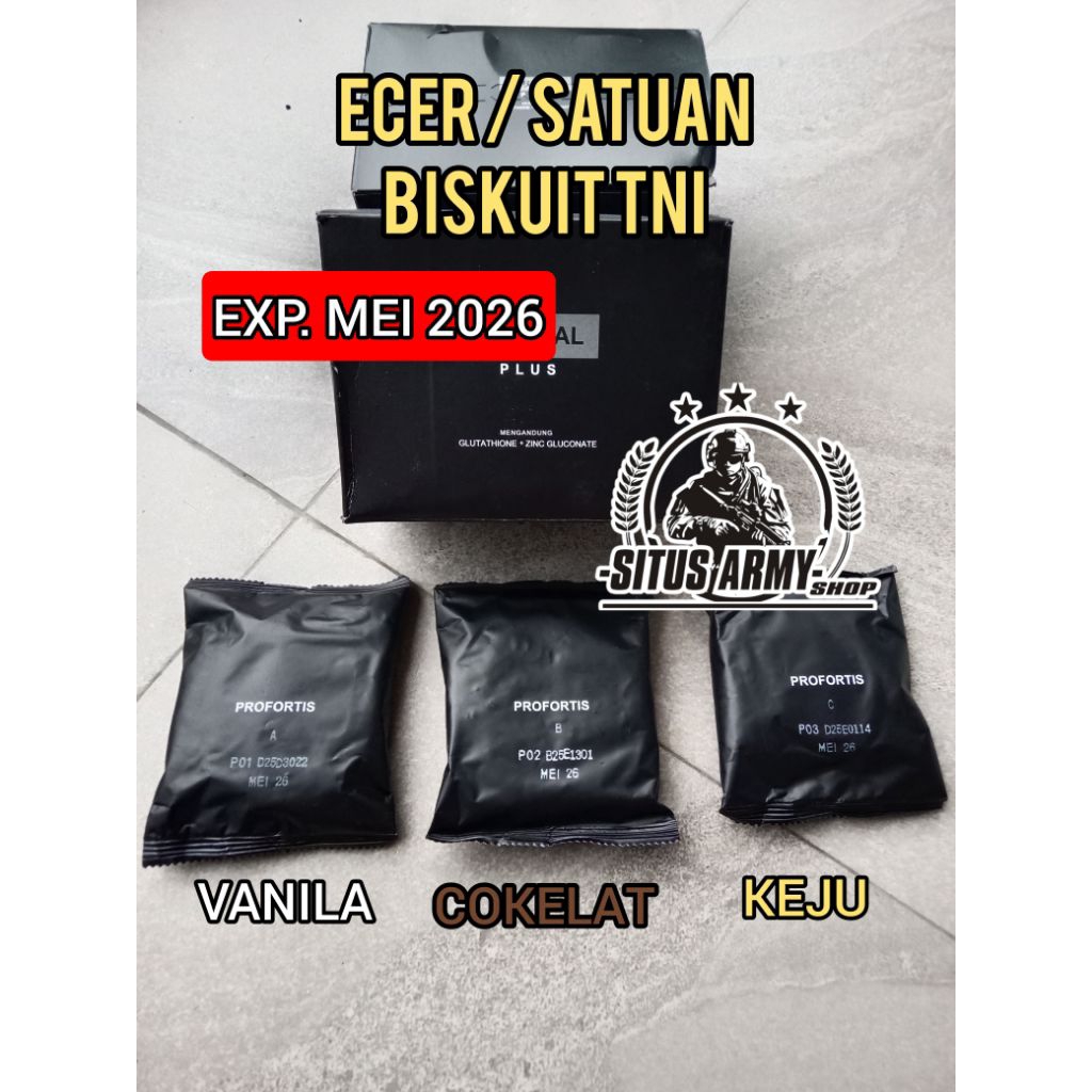 RANSUM TNI BISKUIT PRPFORTIS. EXP MEI 2026. BISKUIT TNI. MAKANAN TNI. BISKUIT PROFORTIS BULAT