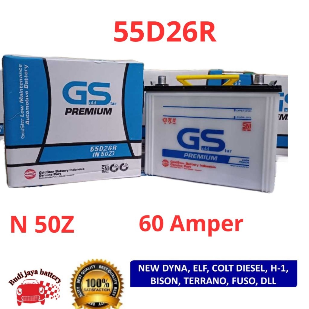 AKI BASAH MOBIL KIJANG SUPER KIJANG LGX TRUCK  GS PREMIUM GOLD STAR N50Z 60 Amper