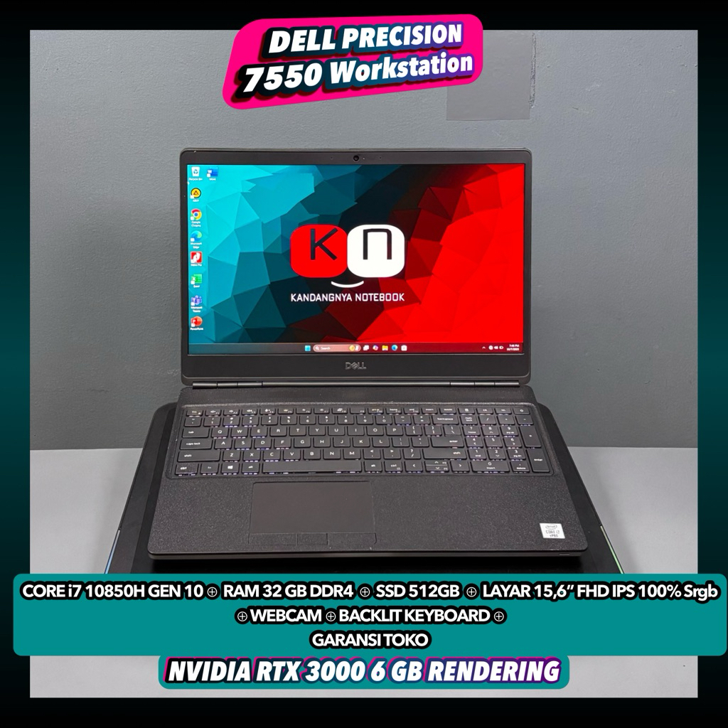 Laptop Dell Precision 7550 i7 10850H Nvidia Quadro RTX3000 6GB RAM 128 SSD 1TB  Workstation renderin