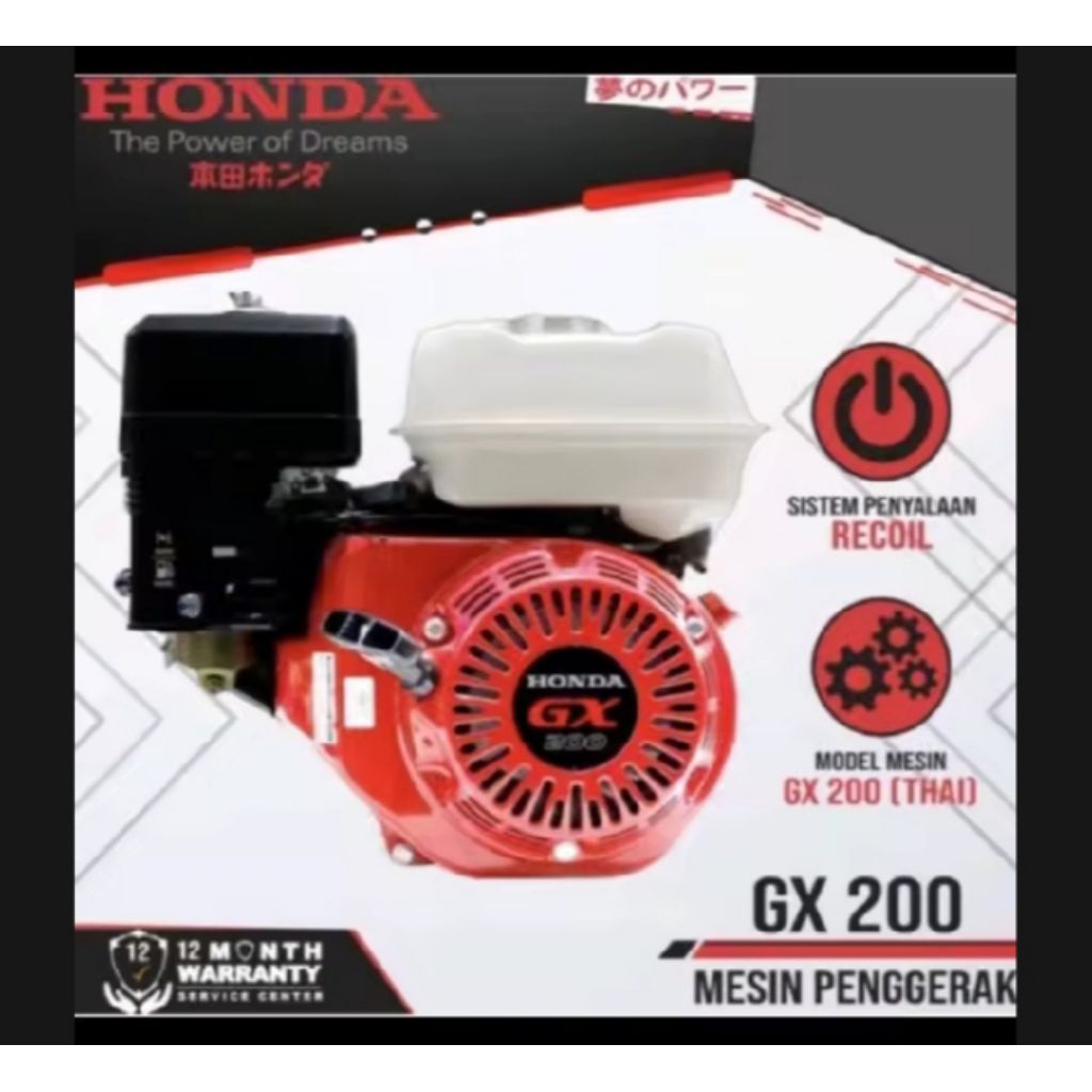 mesin penggerak serbaguna GX200 6,5 hp, bonus poli