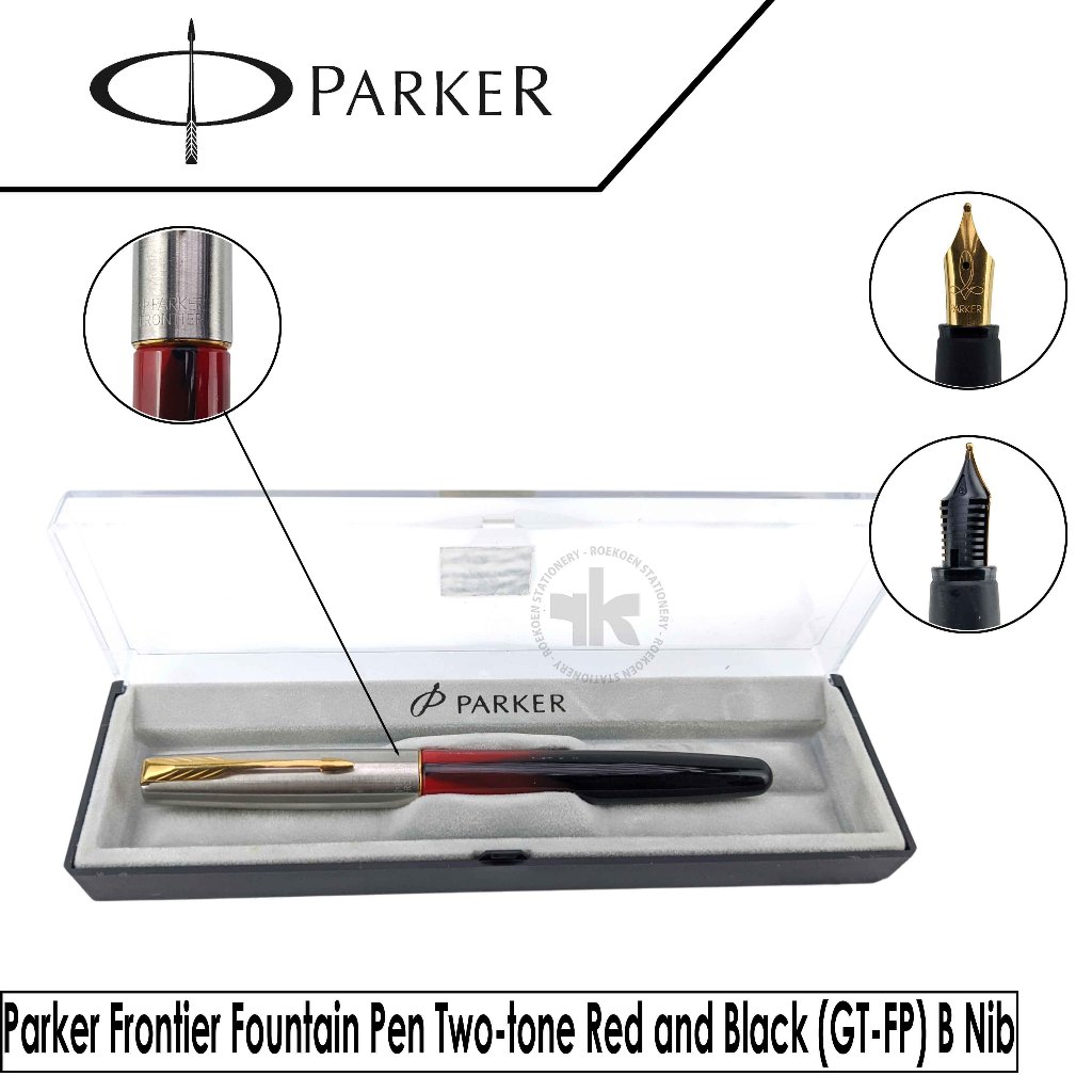 Parker Frontier Fountain Pen (Two-tone) Red and Black (GT-FP) B Nib